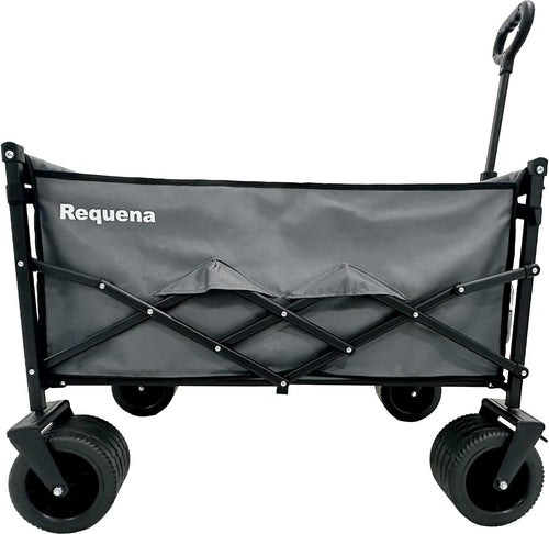 Grey Heavy Duty Folding Wagon Wide Wheel Camping Garden Beach Trolley 330lb