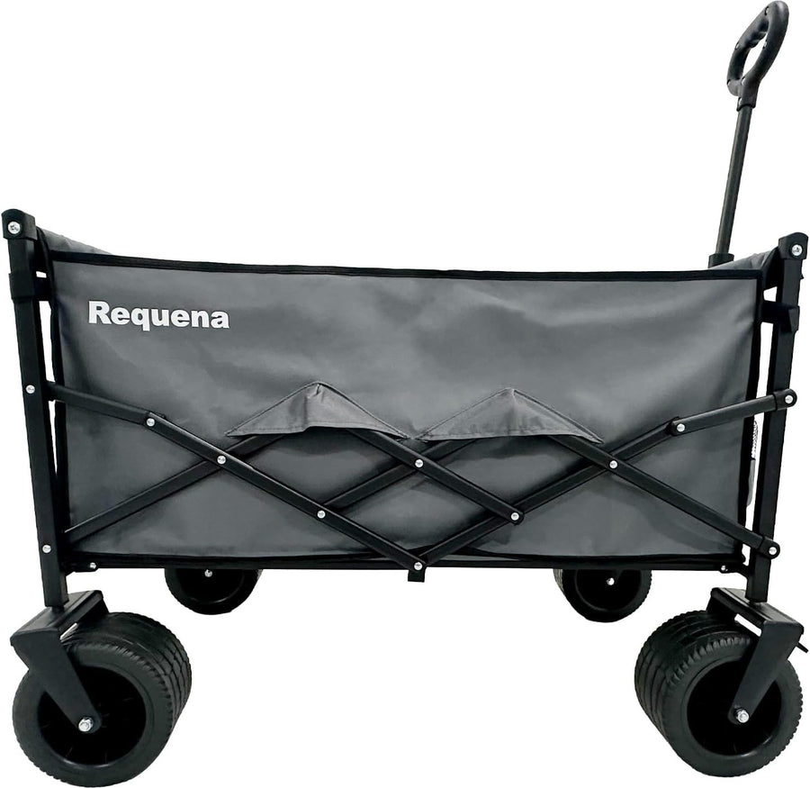 Grey Heavy Duty Folding Wagon Wide Wheel Camping Garden Beach Trolley 330lb