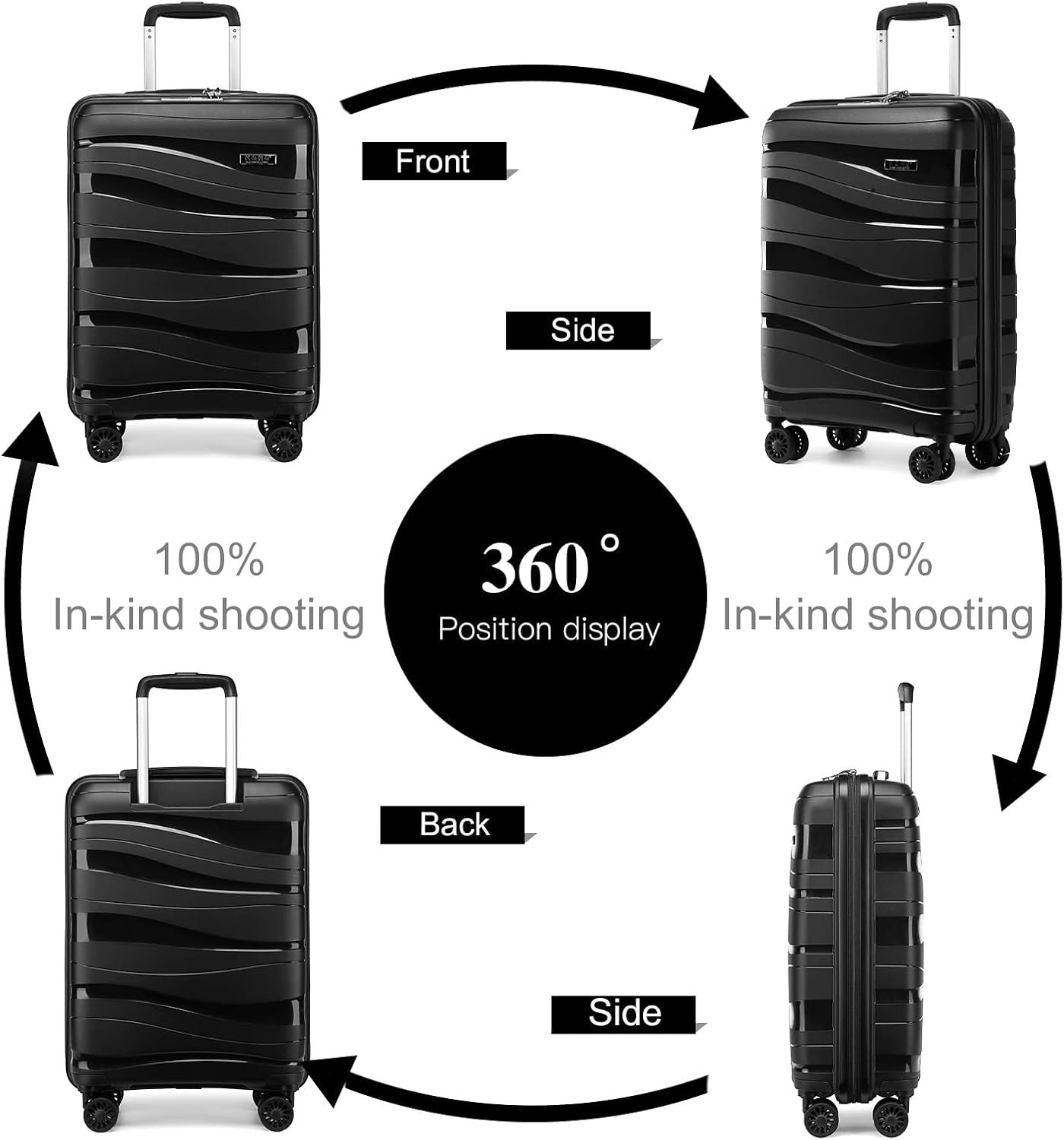 24in Medium Travel Suitcase Polypropylene Lightweight Hard Case TSA Spinner