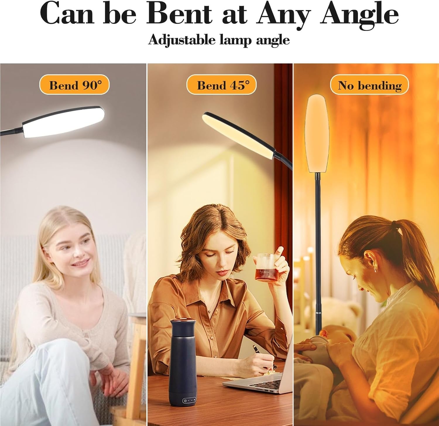 LED Reading Floor Lamp Remote Touch Dimmable Gooseneck Modern Strip Light