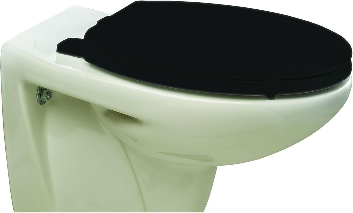 Ultra-Fix Black Wooden Toilet Seat Adjustable Plastic Hinges Easy Clean