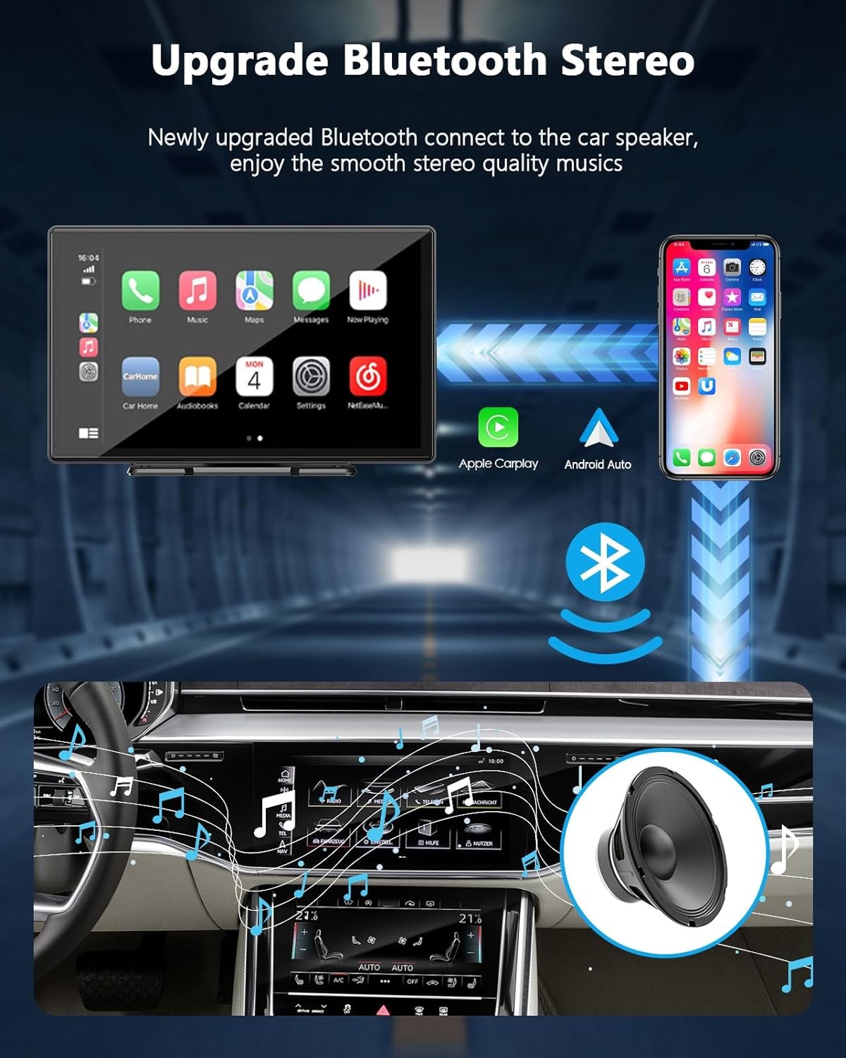 9 Inch Wireless Car Stereo Apple CarPlay Android Auto Touch GPS