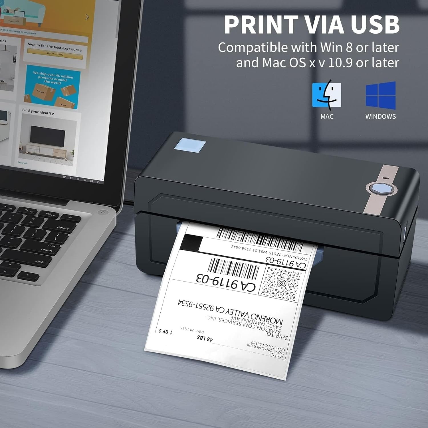 Bluetooth Thermal Shipping Label Printer 4x6 USB Wireless