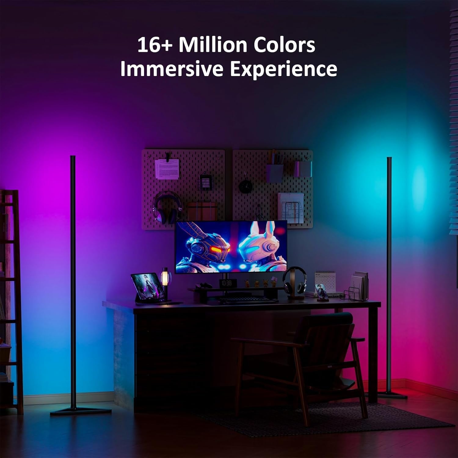 RGB LED Corner Floor Lamp 2 Pack App Remote Music Sync Ambient