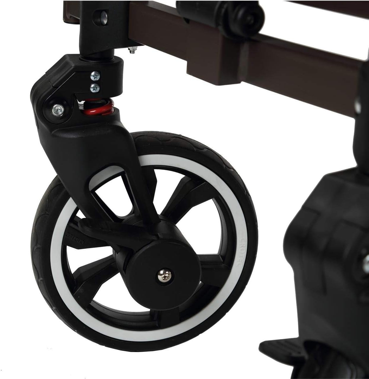 Brown Folding Stroller Wagon Kids Push Pull Cart w/ Canopy & Safety Harness
