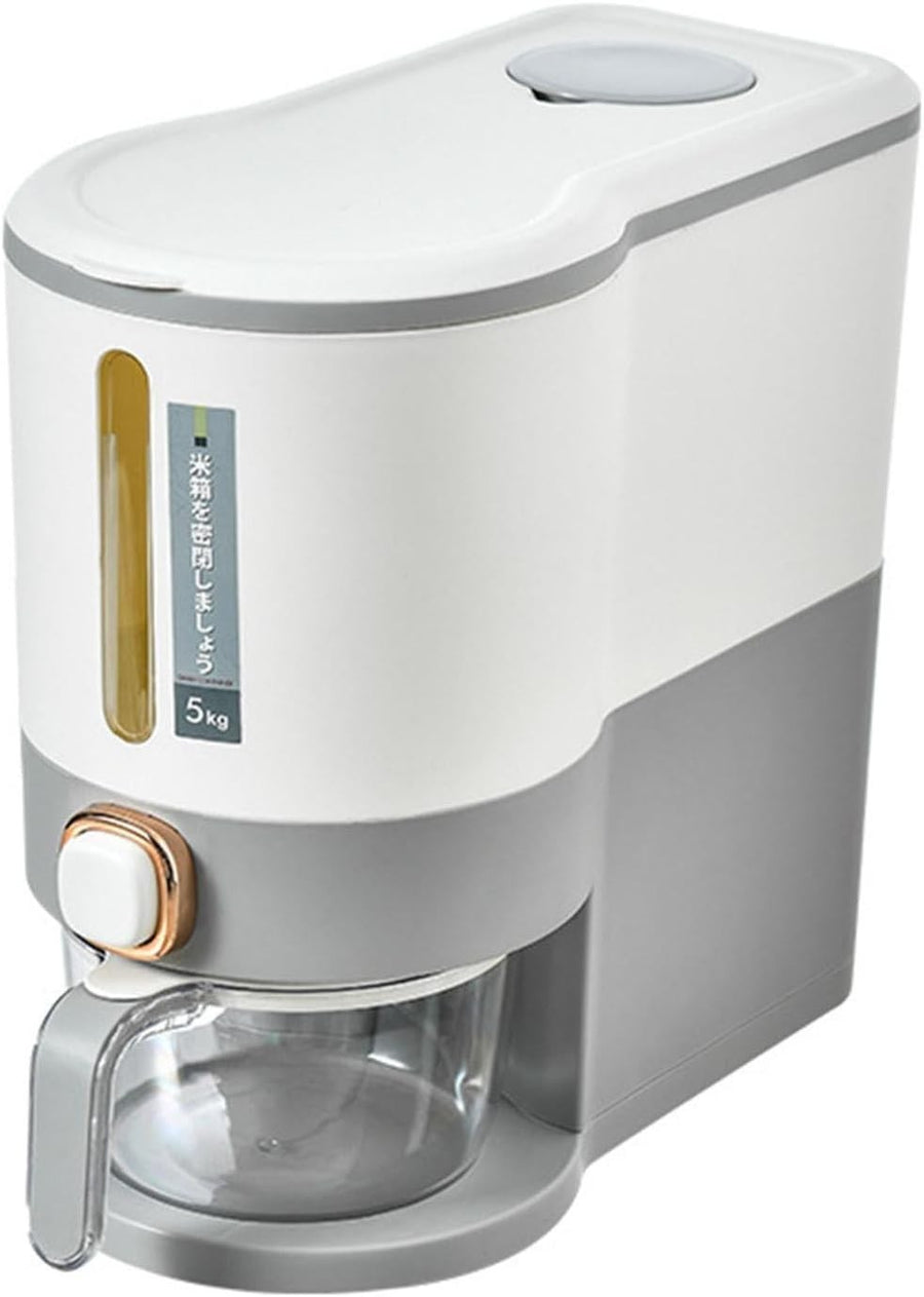 10KG Rice Dispenser Cereal Storage Container with Measuring Cup Bin