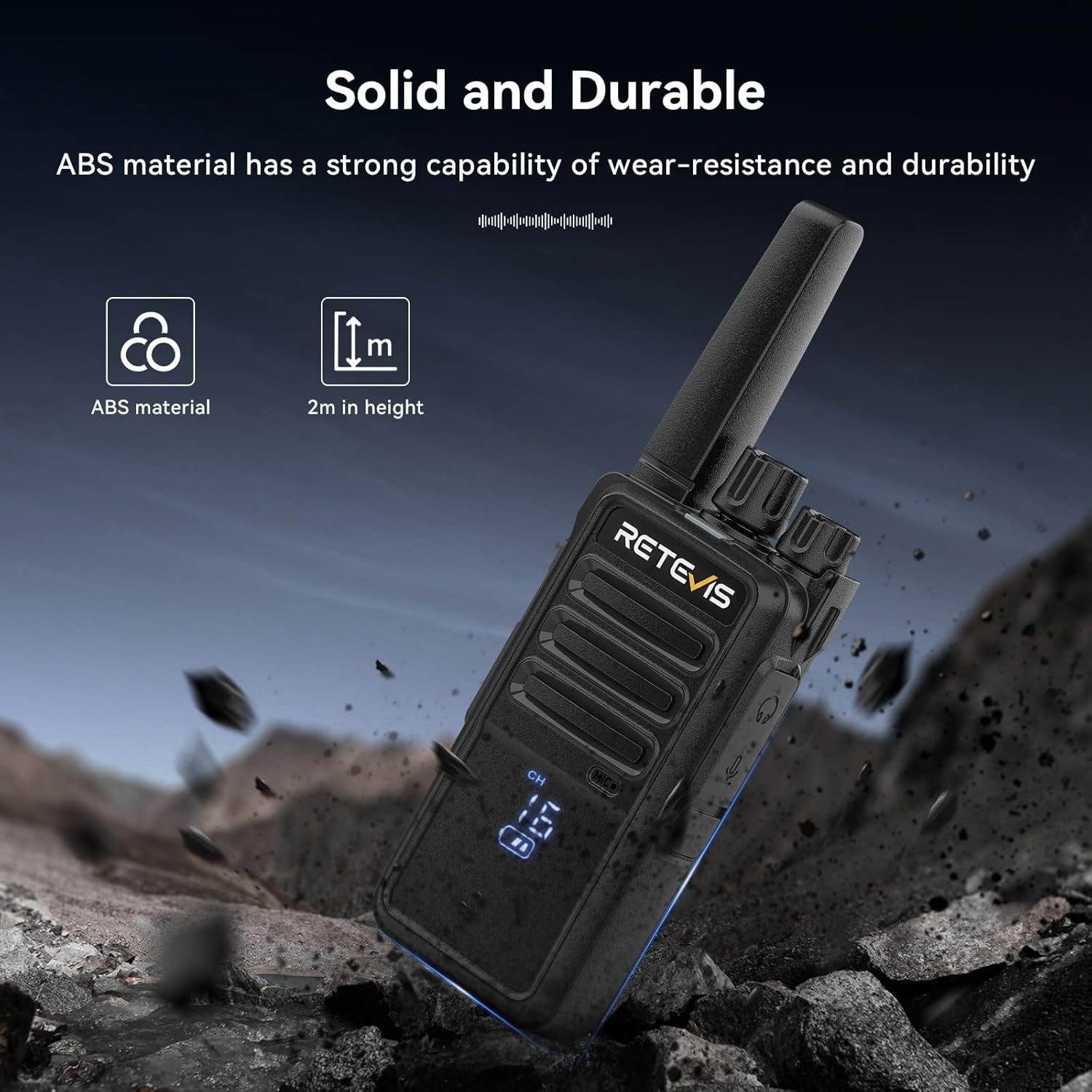 Rechargeable Walkie Talkies w Screen Type C VOX PMR446 2 Pack Black