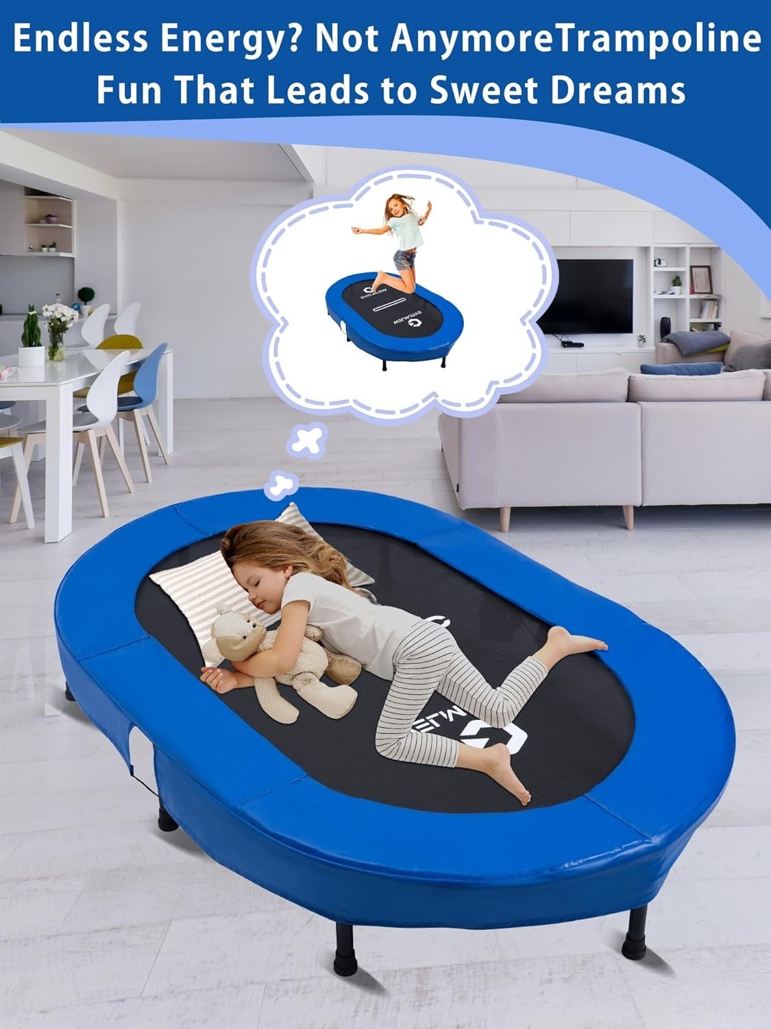 Oval Indoor Trampoline for Two Quiet Rebounder 40 Springs 150KG