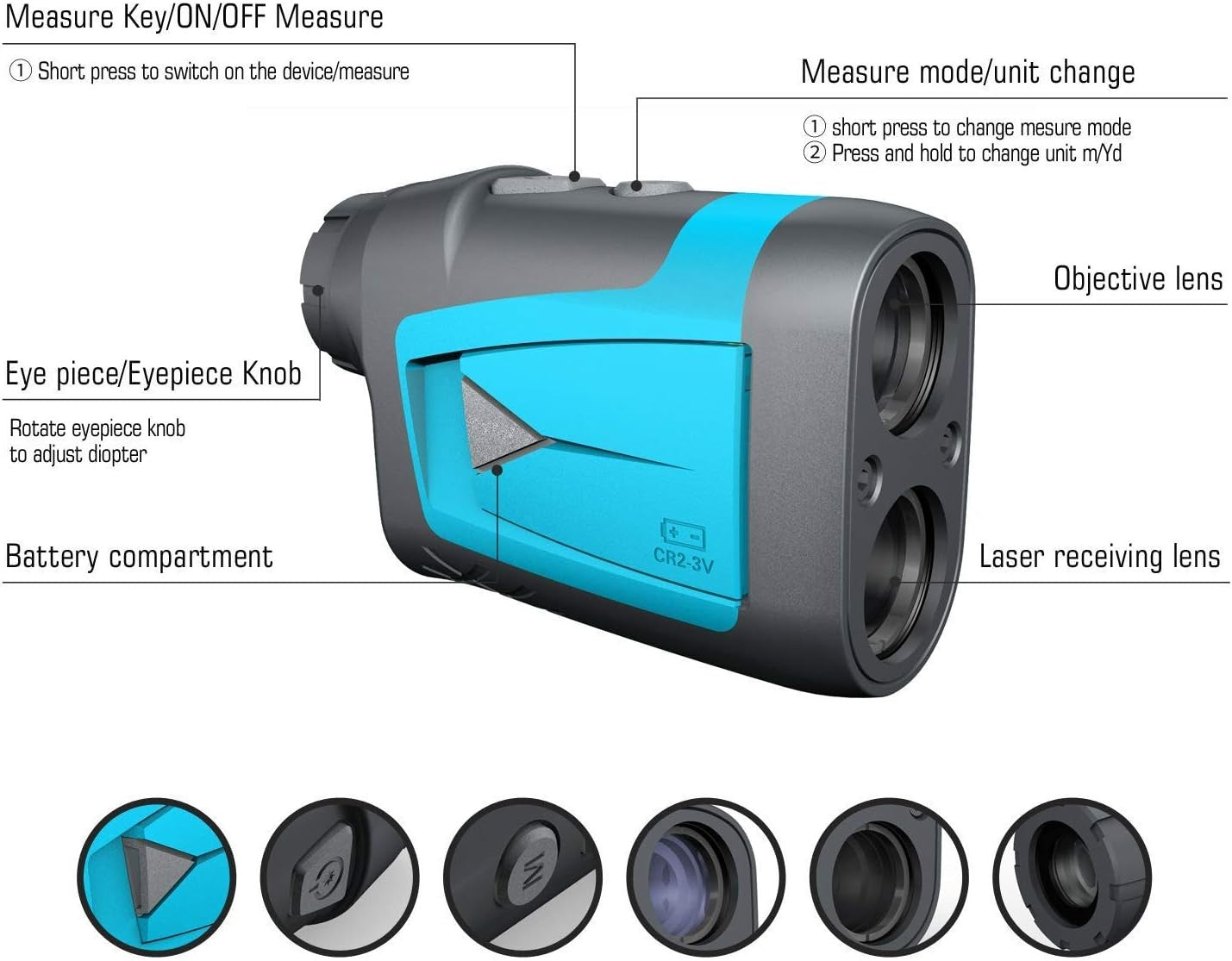 Golf Range Finder 660 Yards Slope Flag Lock Laser Accuracy Compact
