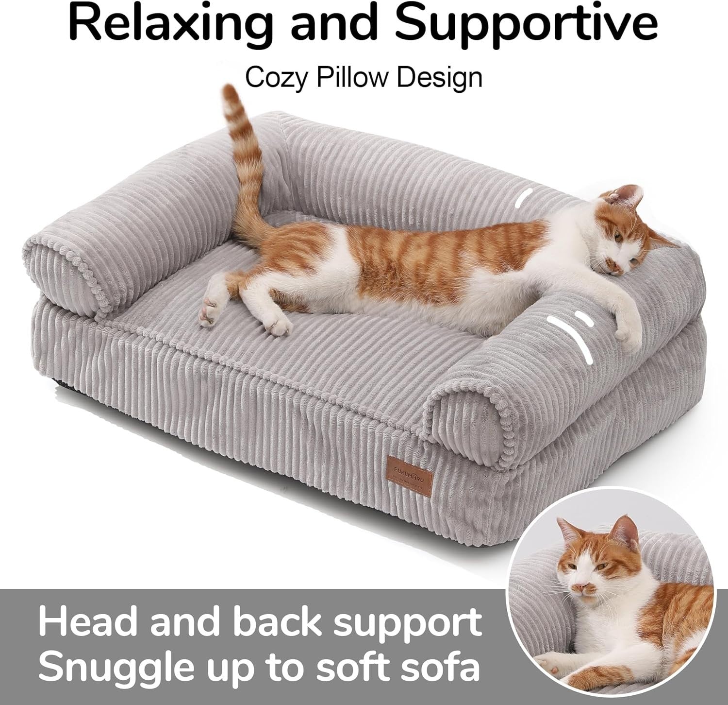 Corduroy Dog Cat Couch Bed Washable Waterproof Pet Sofa Medium
