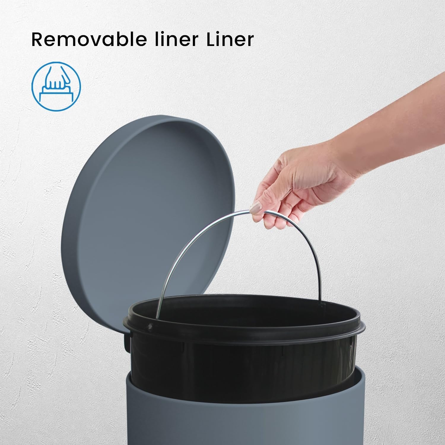 30L Round Stainless Steel Pedal Bin Soft Close Kitchen Grey