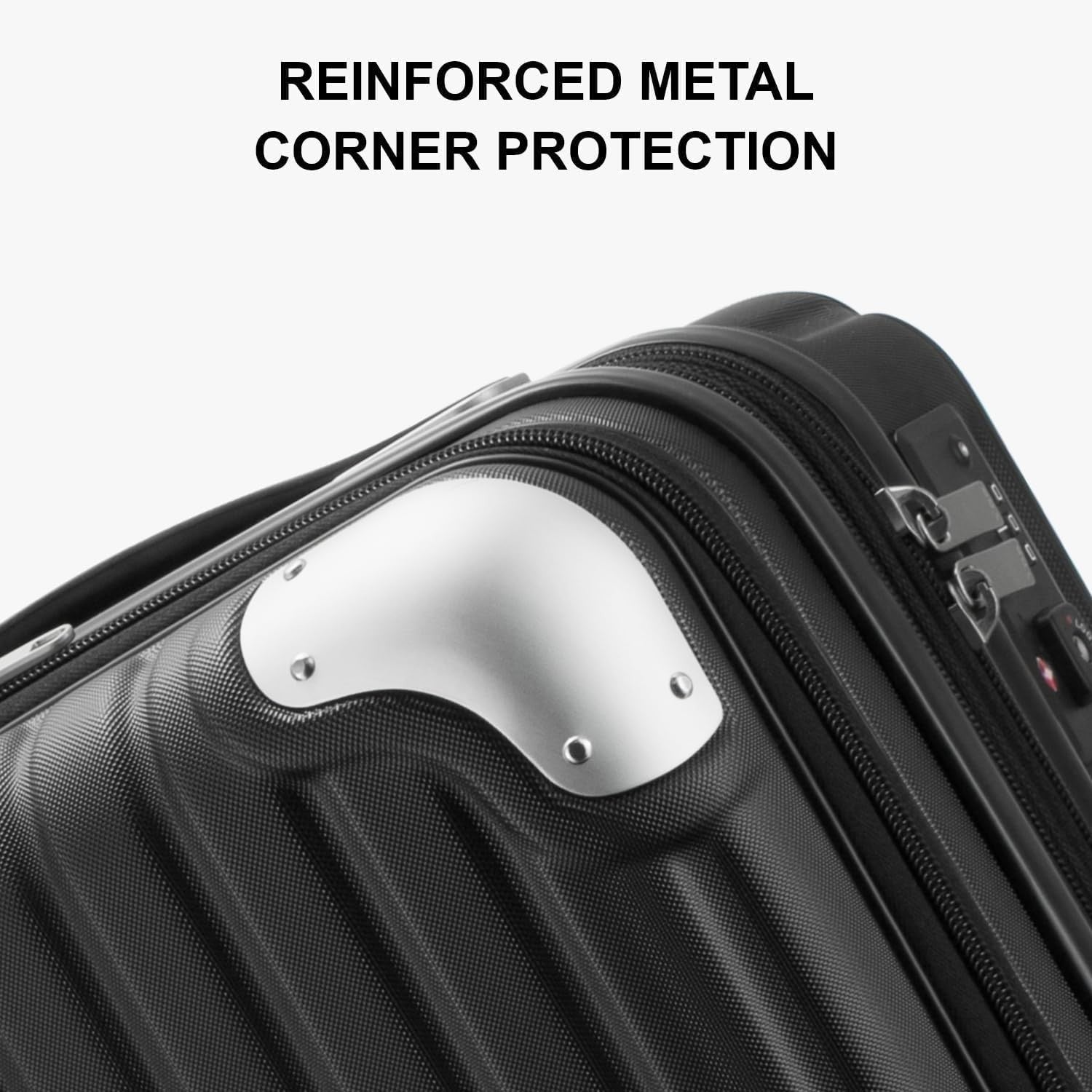 55cm Expandable Cabin Suitcase ABS PC 4 Wheel TSA Laptop + Organiser Set
