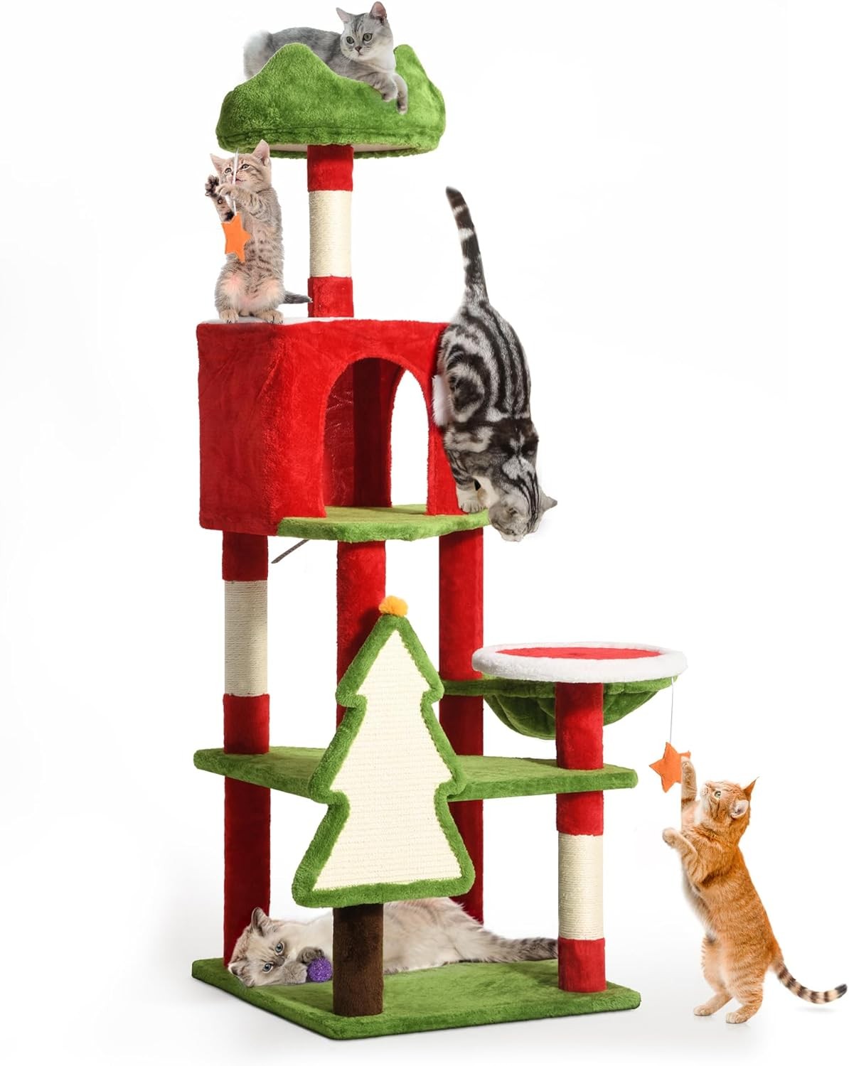 Cat Tree Tower 137cm Level Condo Hammock Sisal Scratching Posts