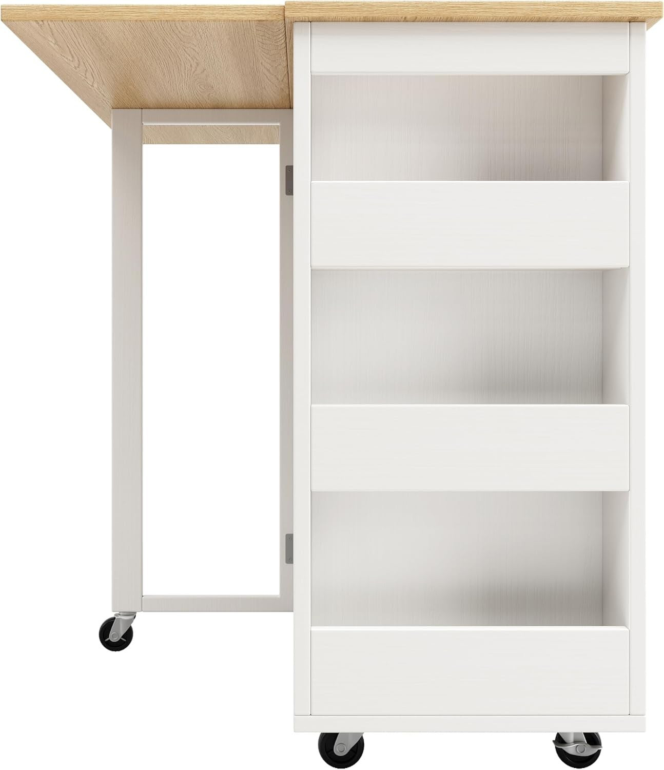 Kitchen Island Trolley with Drawers, Wine Rack & Power Outlets, White 131.5x43x9