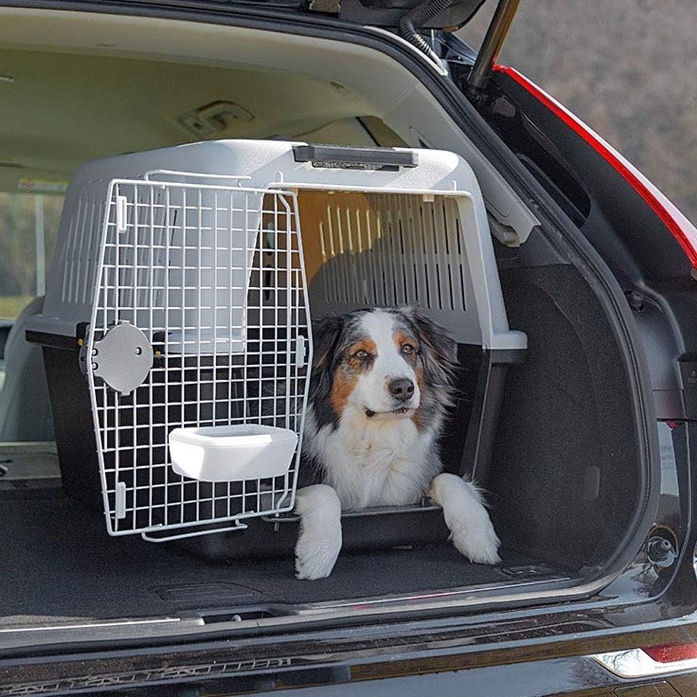 Medium-Large Dog Travel Kennel 81x55.5x59.5cm Lockable Plastic Crate