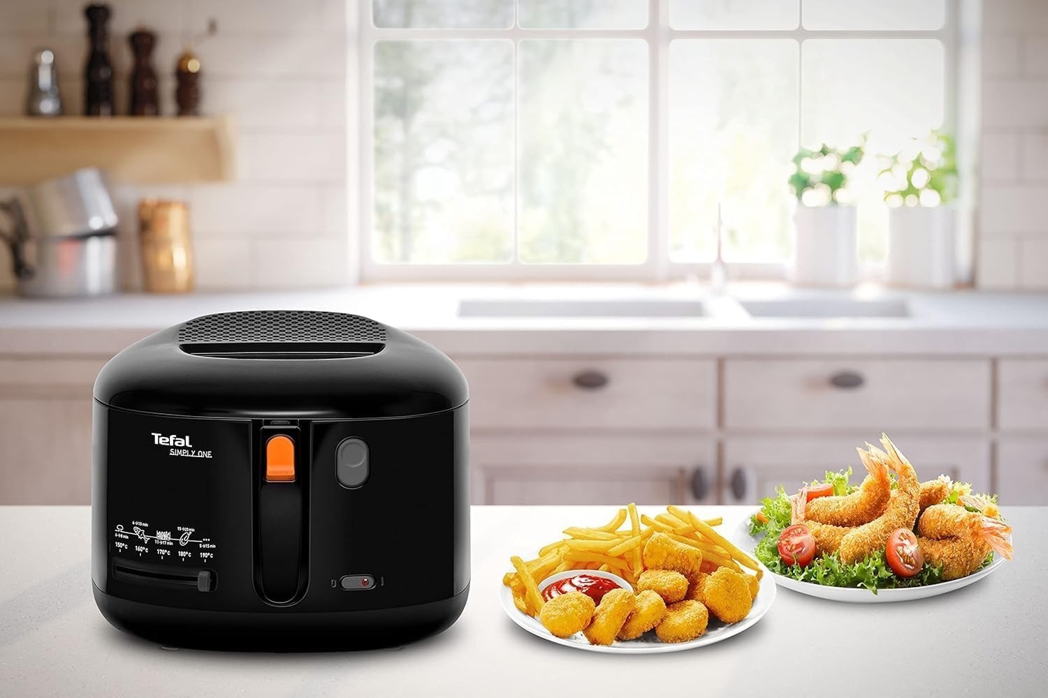 Electric Deep Fryer 2.1L 1900W Compact Countertop Easy Clean Black