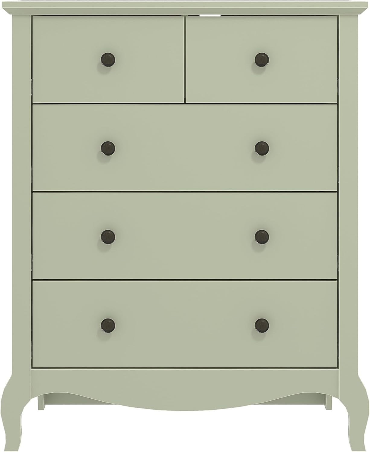 Sage Green 5 Drawer Chest Storage Cabinet Hallway Bedroom Modern Slimline