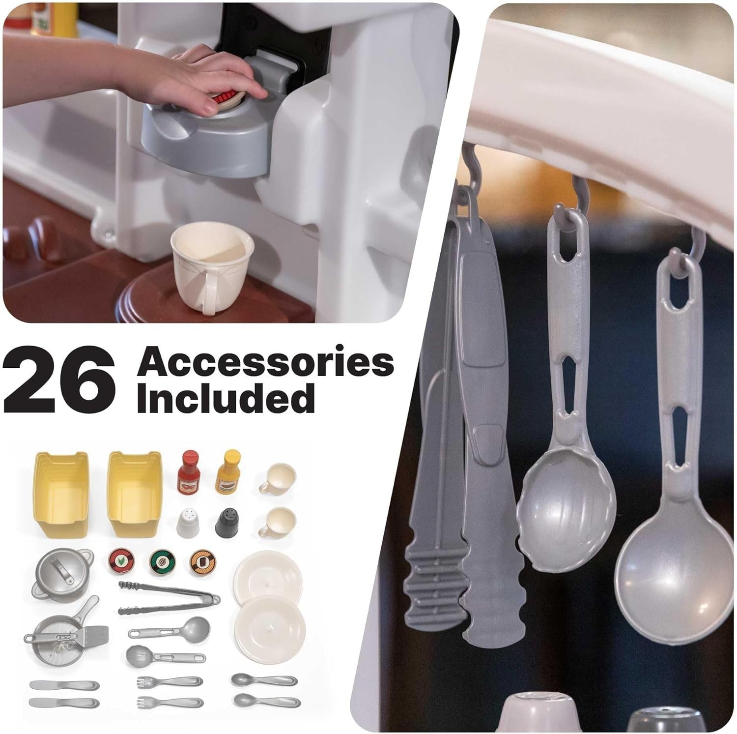 Kids Play Kitchen w/ Sound Accessories Plastic Brown Pretend Toy