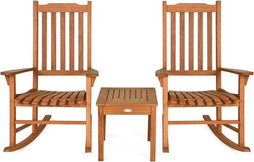 3-Piece Outdoor Rocking Chair Set with Coffee Table – Relaxing Patio Bistro