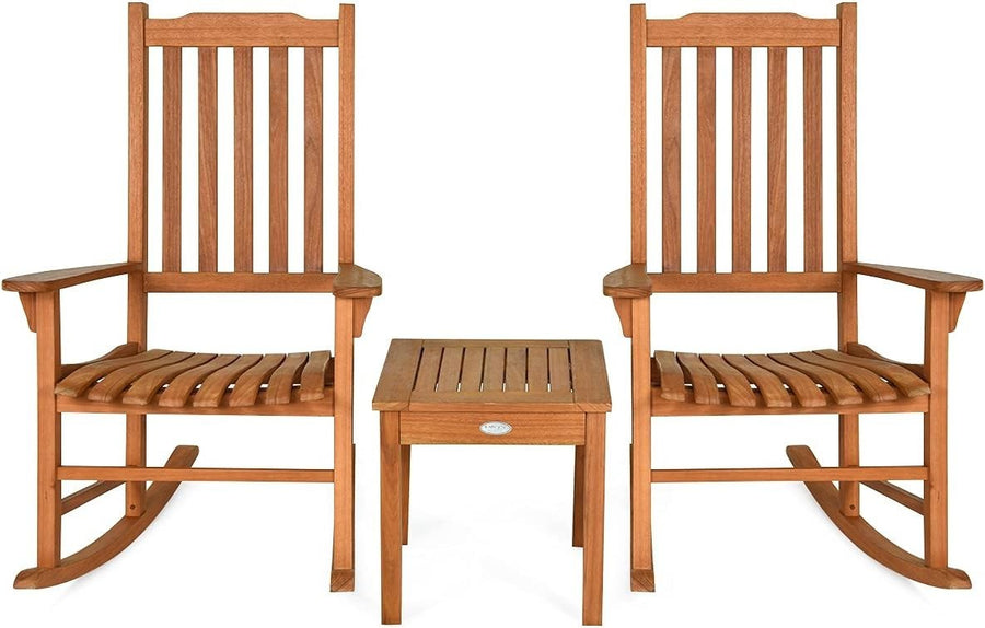 3-Piece Outdoor Rocking Chair Set with Coffee Table – Relaxing Patio Bistro