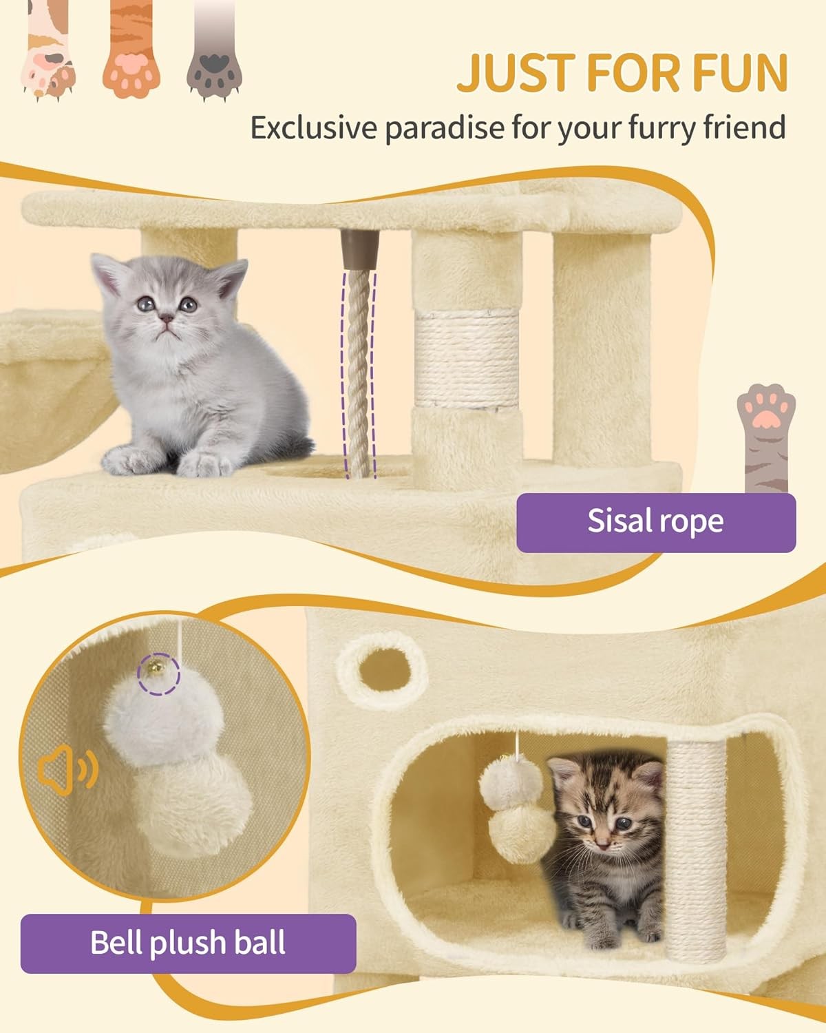 Cat Tree 159cm Tall Tower Condo Scratching Posts Platforms Caves & Basket