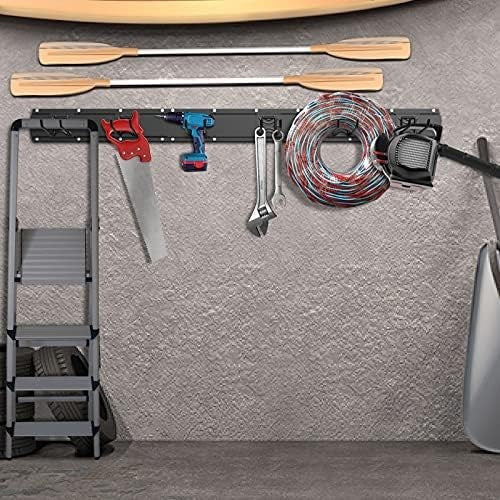 Adjustable Wall Mounted Tool Organizer 48 Inch 6 Hooks Garage Rack