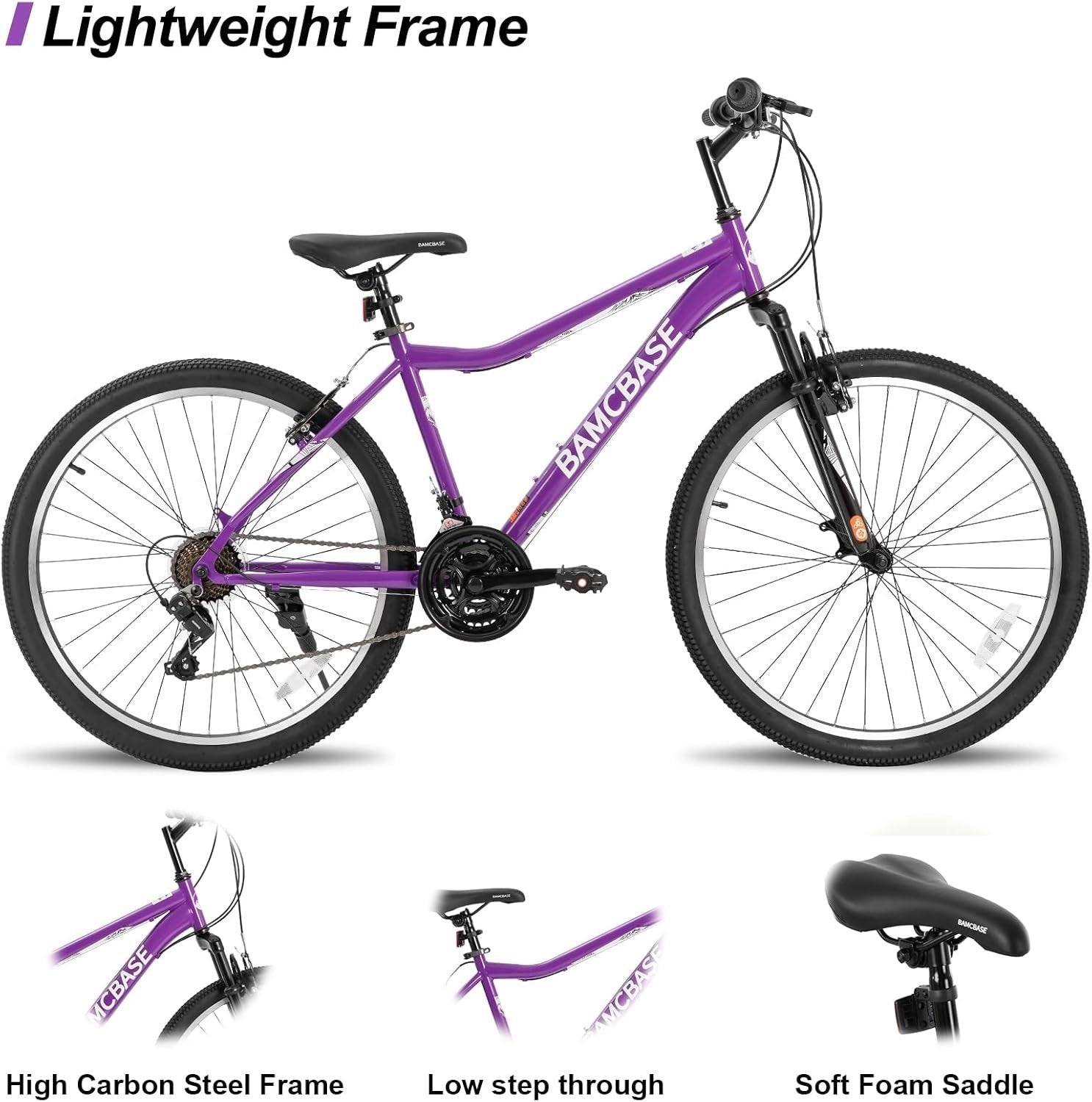 26" Adult Mountain Bike 21-Speed V-Brake MTB with Suspension for Women
