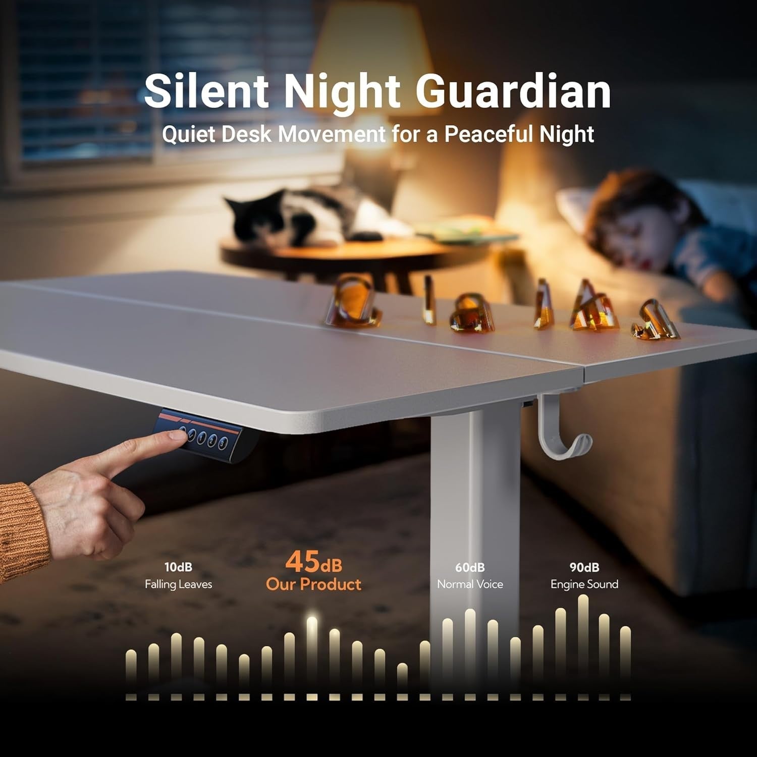 White Electric Standing Desk 140x60cm Adjustable Sit Stand Home Office Table