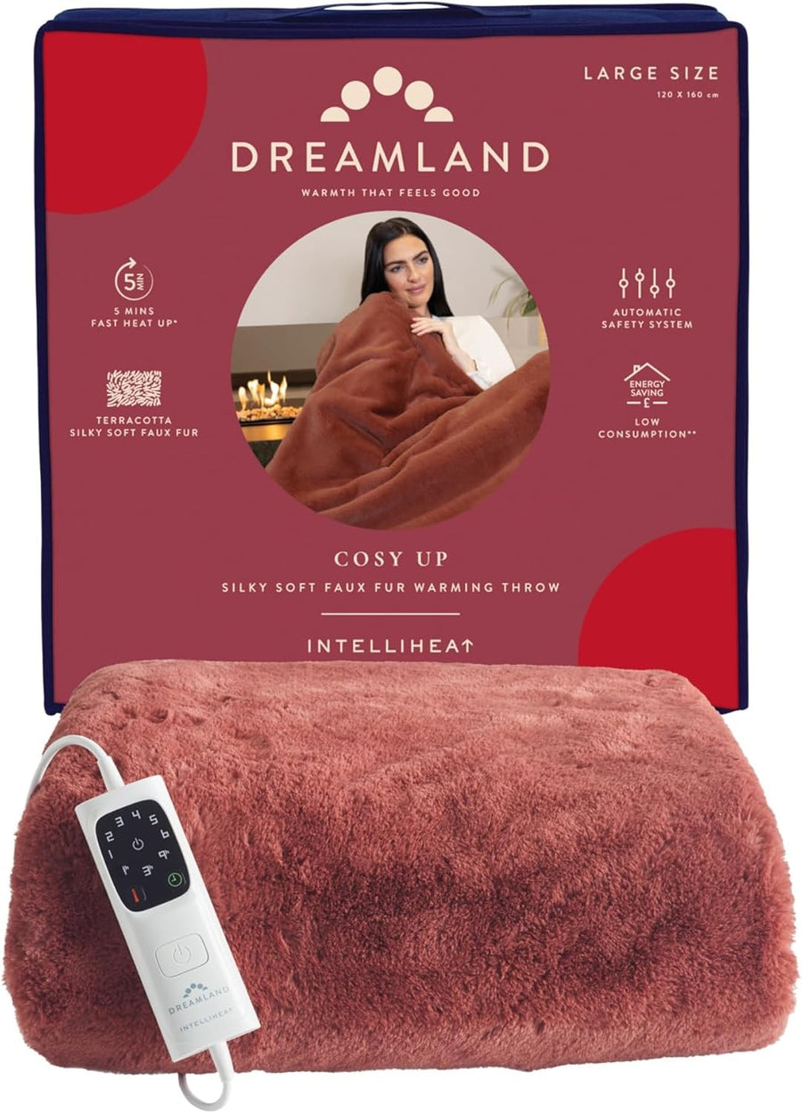 Electric Heated Throw Blanket 160x120cm Faux Fur 6 Settings Timer