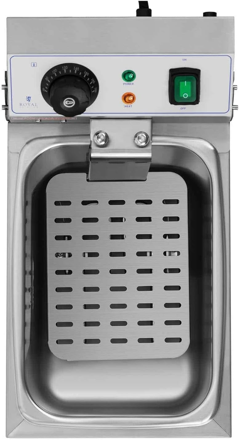 3200W Electric Deep Fat Fryer 8L Tank Single Basket Cold Zone Lid