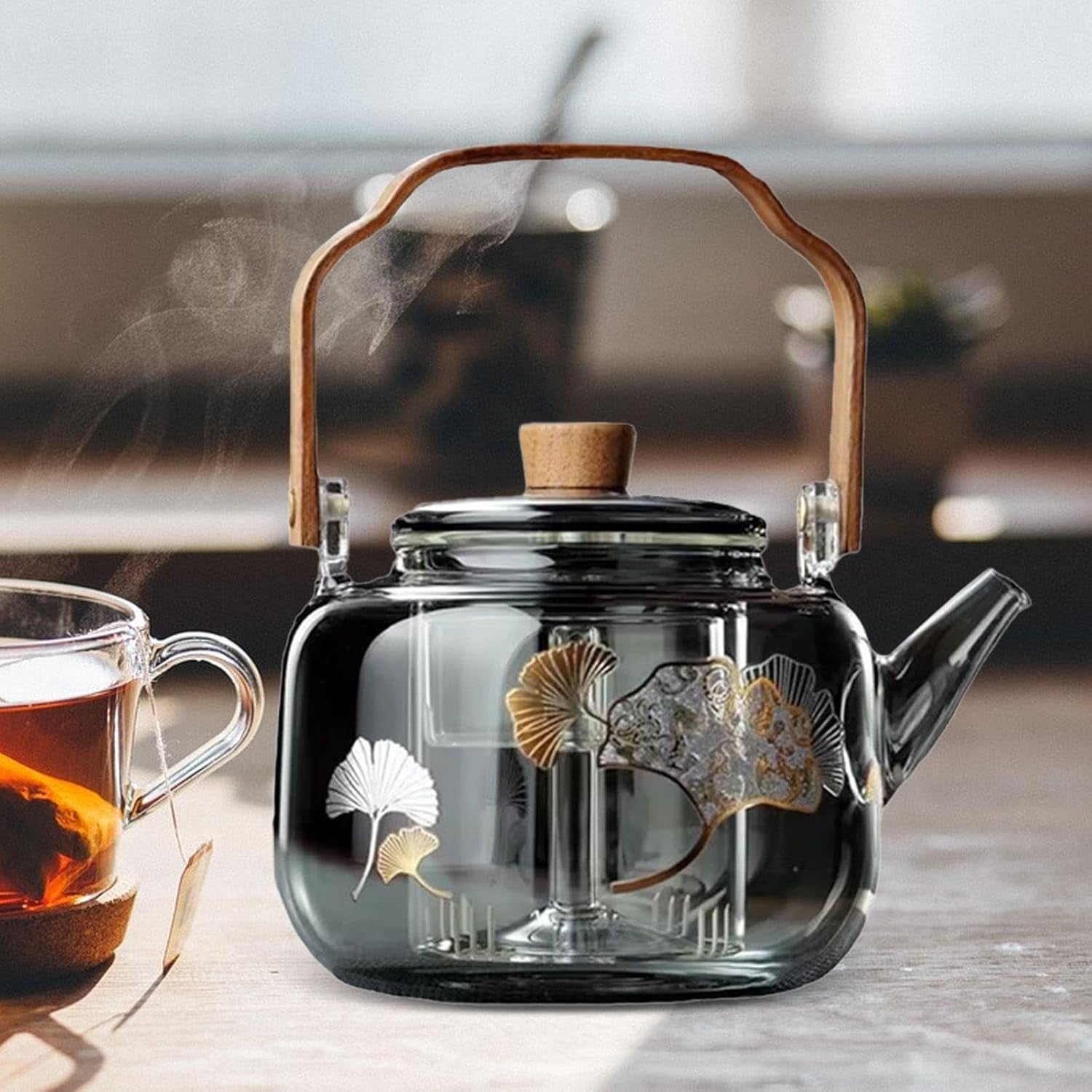 Borosilicate Glass Teapot with Removable Infuser Stovetop Tea Kettle