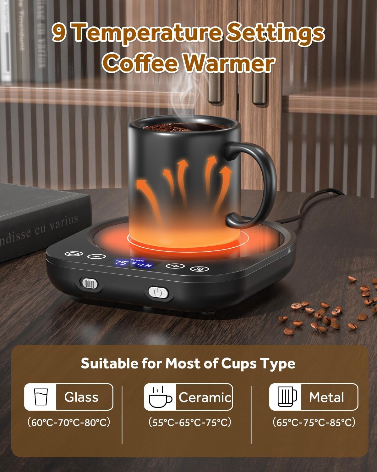 Smart Coffee Mug Warmer 9 Temp Gravity Sensor Timer