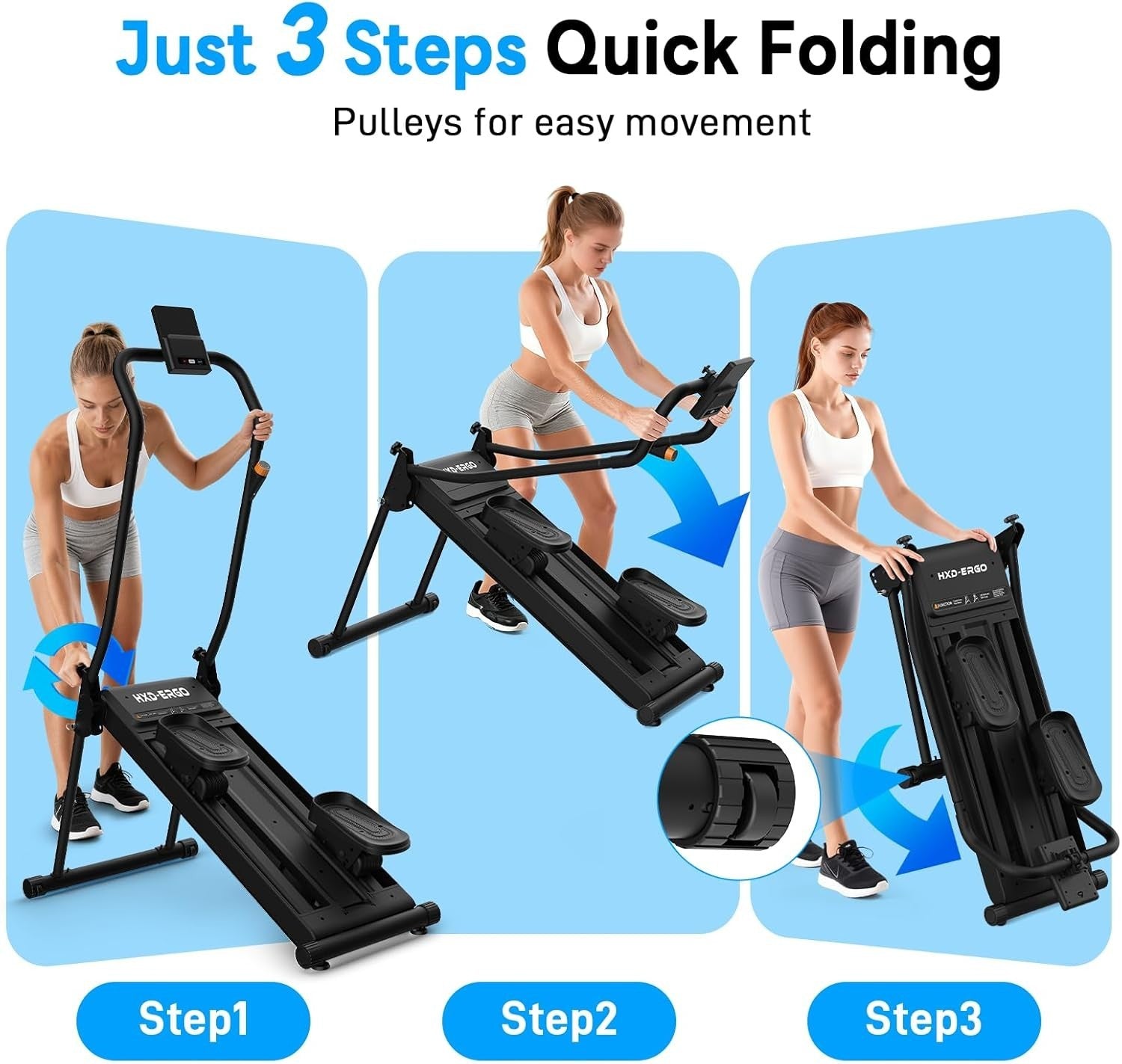Foldable Magnetic Stair Climber w/ Adjustable Incline, Quiet Drive