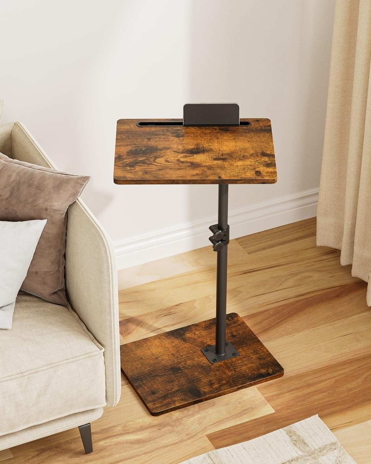 Adjustable C-Shaped Swivel Side Table 45-81cm Small Sofa Laptop Tray