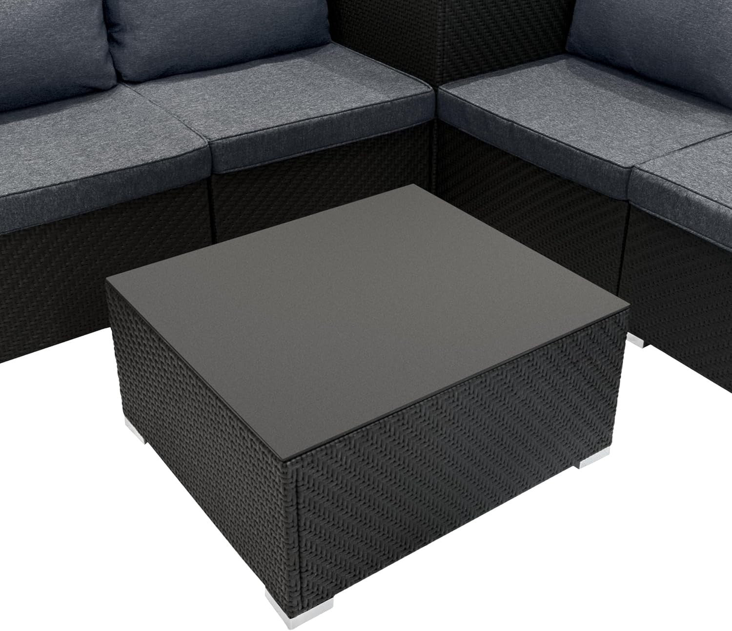 Rattan Garden Furniture Set 6PC Black Modular Sofa 996L+250L Storage Table