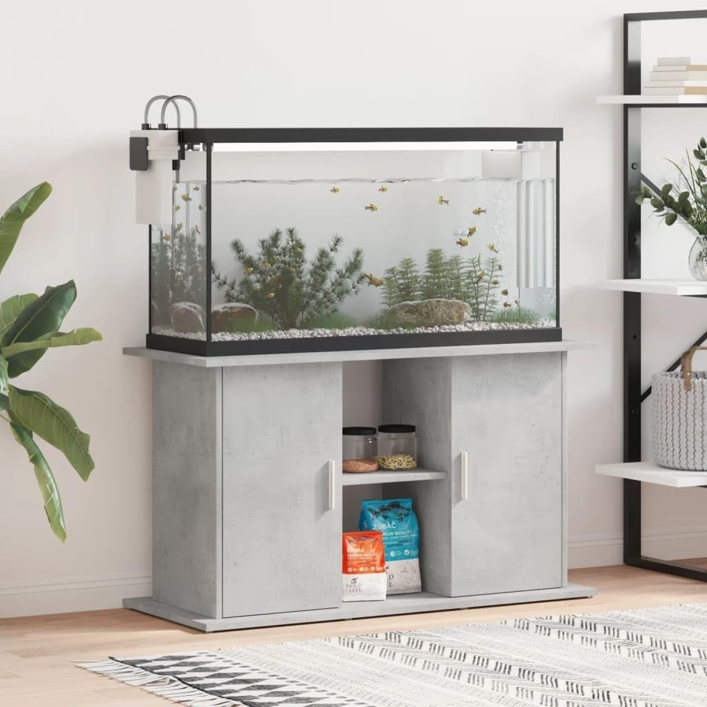 Concrete Grey Aquarium Stand with Storage & Sleek Modern Design 101x41x58cm