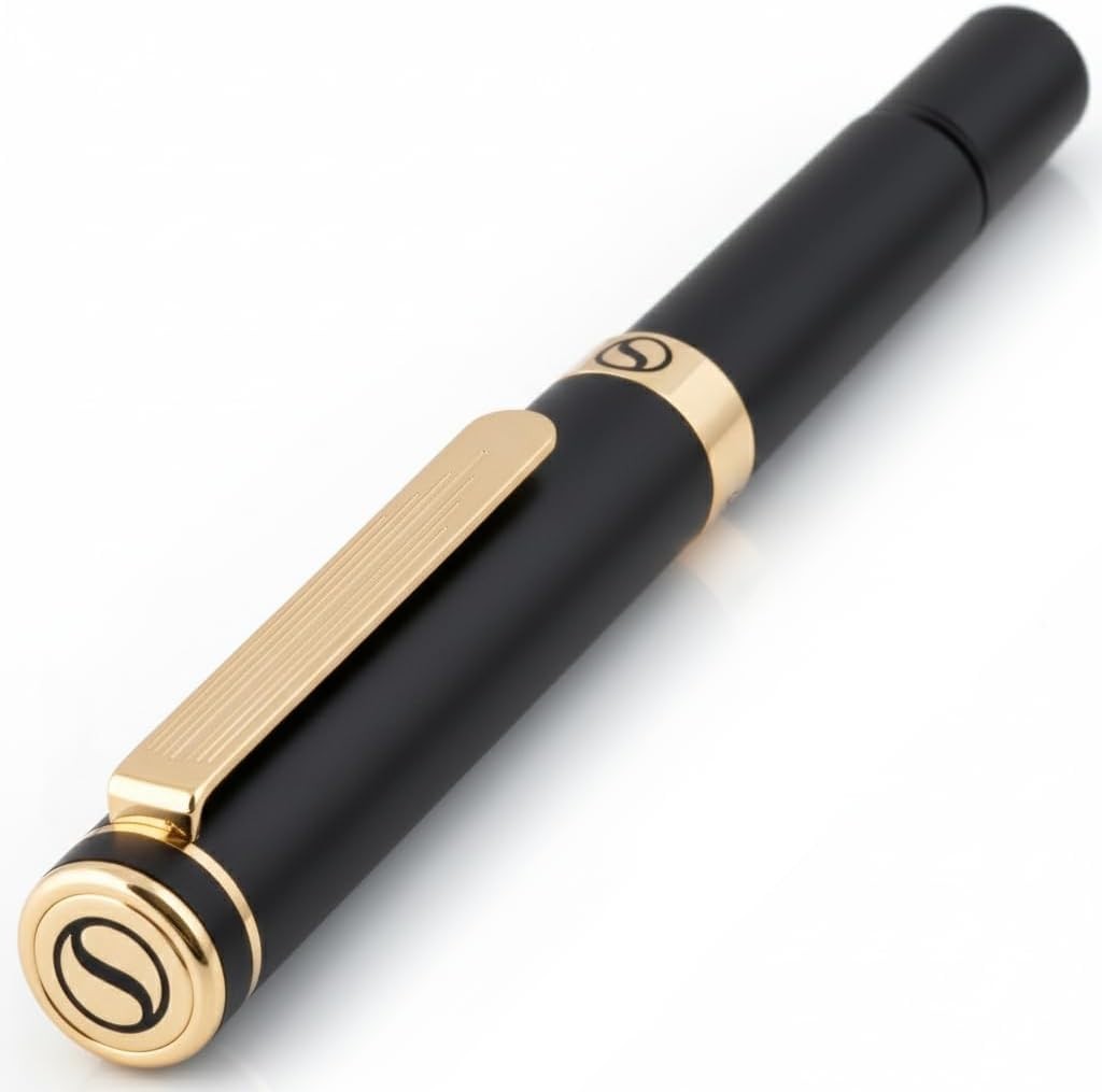 EDC Black Rollerball Pen Black Gold Medium Pocket Pen Model