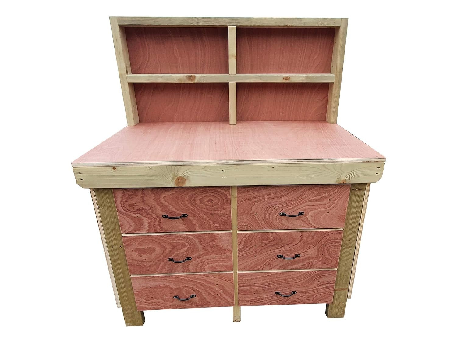 6ft Heavy Duty Wooden Workbench Tool Cabinet with Back Panel & Drawers