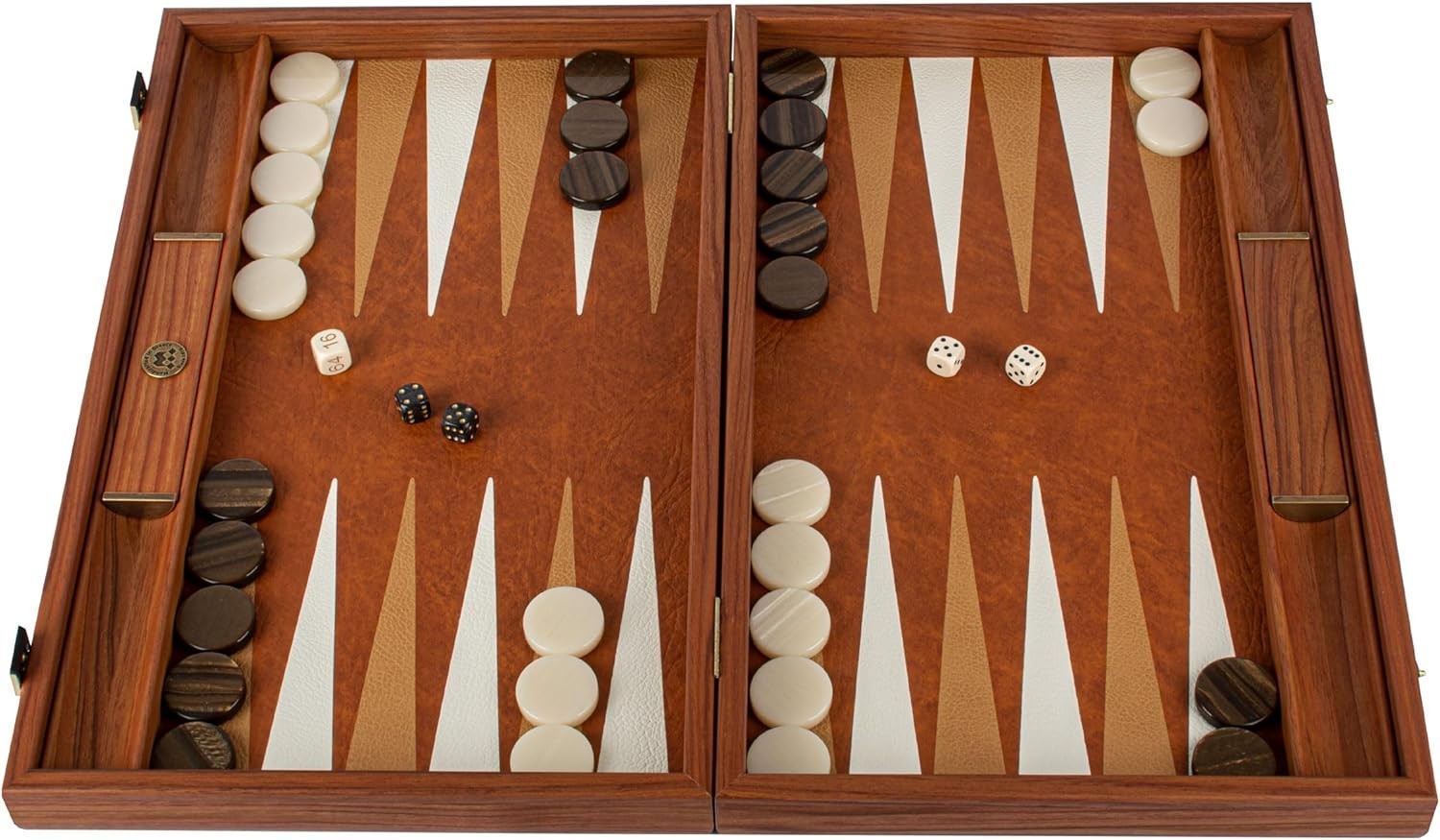 Luxury Backgammon Set Leatherette Folding Board 19in Premium Strategy Game
