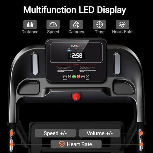 Folding Home Treadmill 3HP Quiet Brushless Heart Rate Monitor 14KM/H