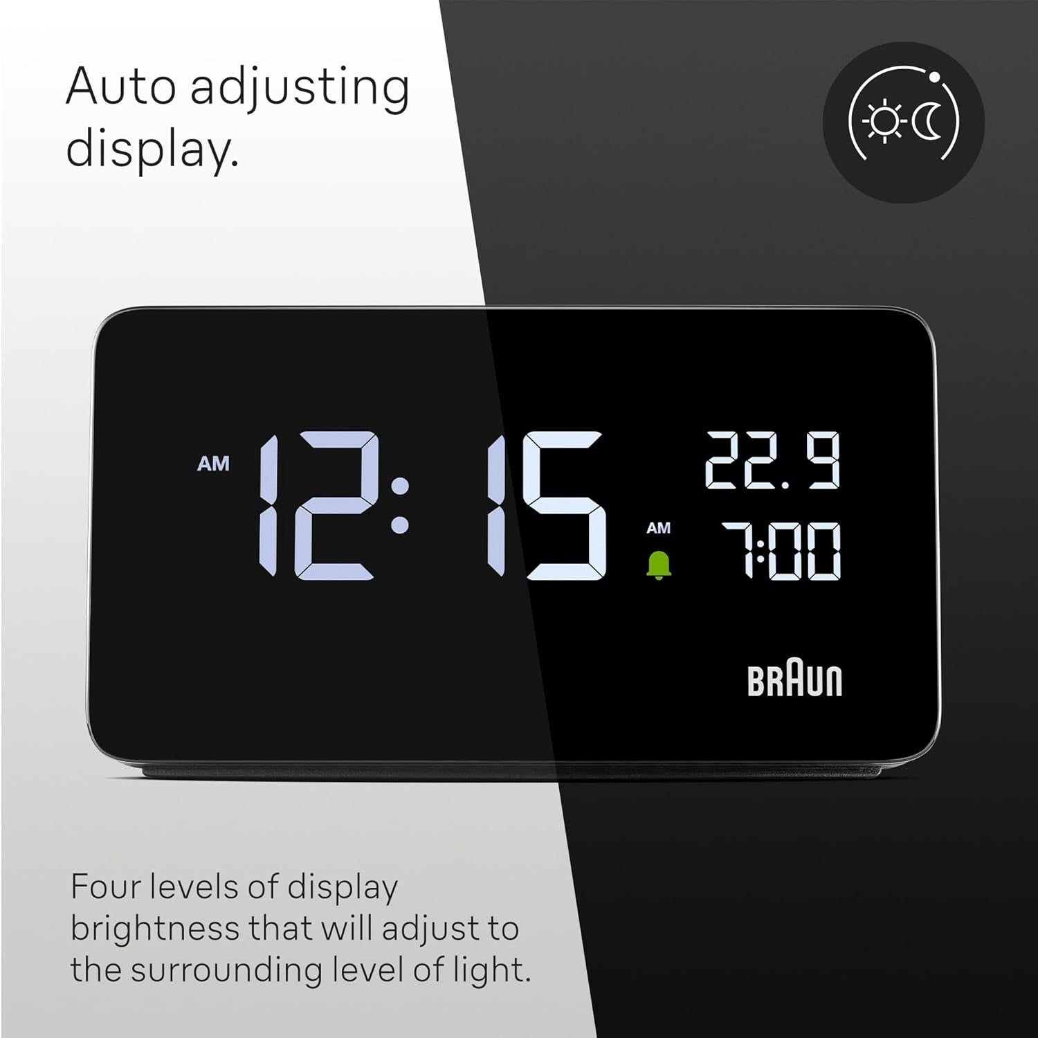 Digital Alarm Clock LCD Display USB C Charging Touch Snooze Bedside