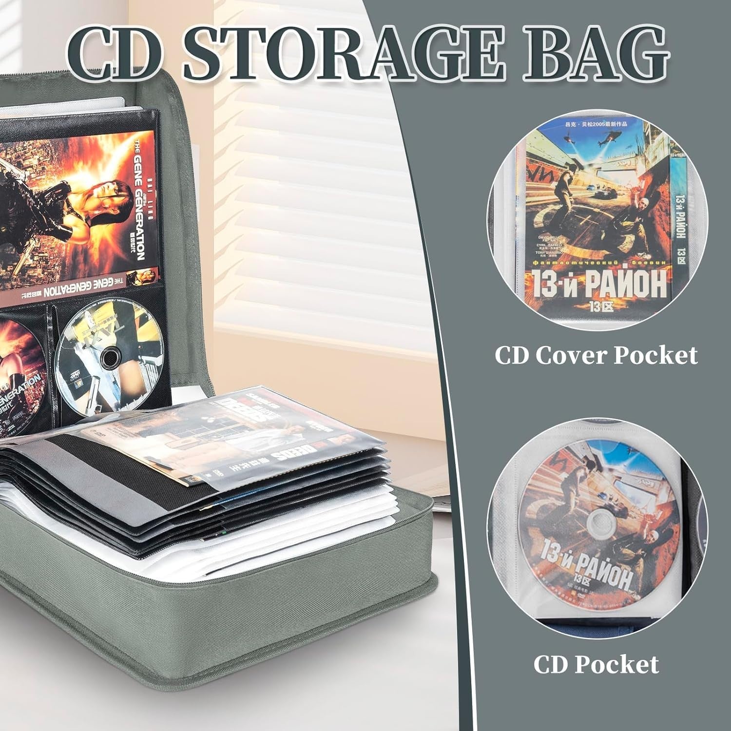 200 CD DVD Storage Wallet Organizer Case 100 Booklet Pockets Grey