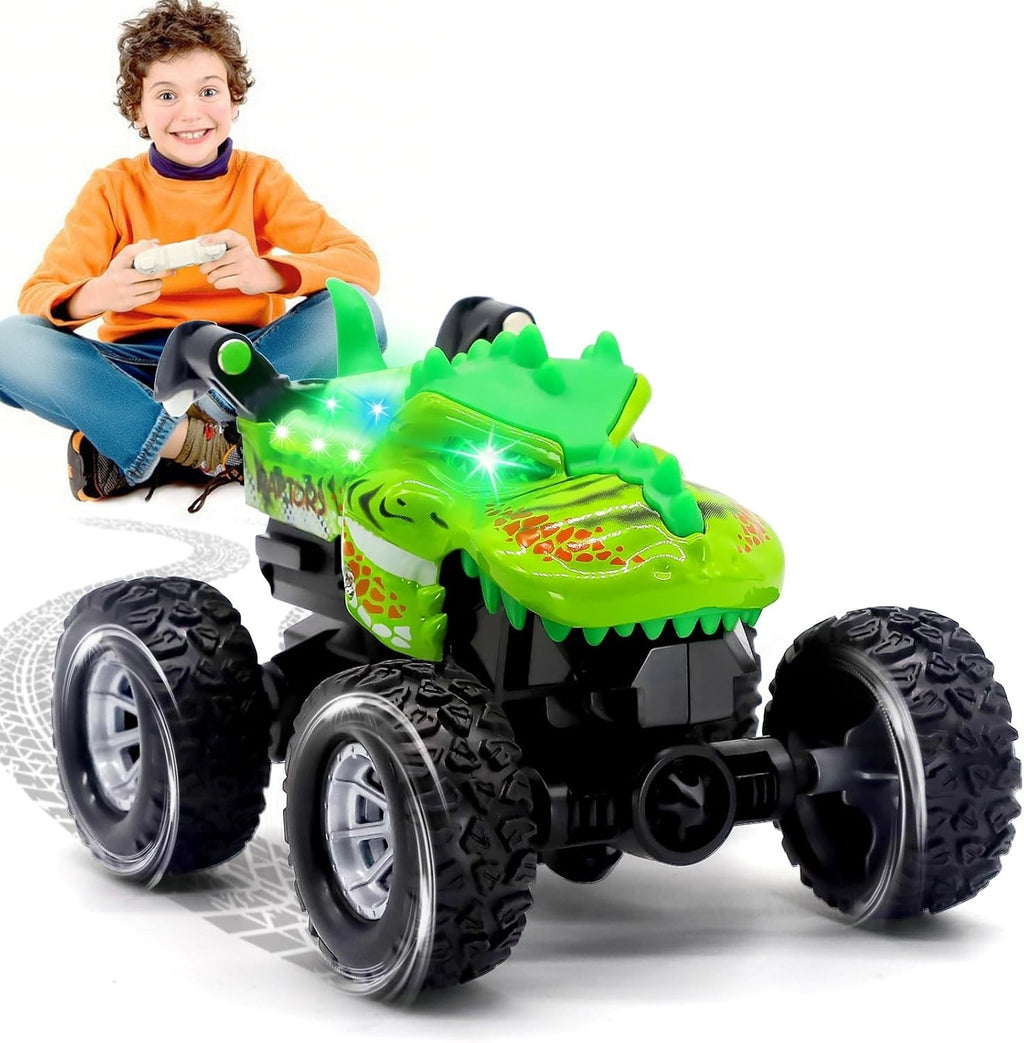 Dinosaur RC Car with LED Eyes – 2.4GHz Rechargeable Stunt Toy for Kids 6–12