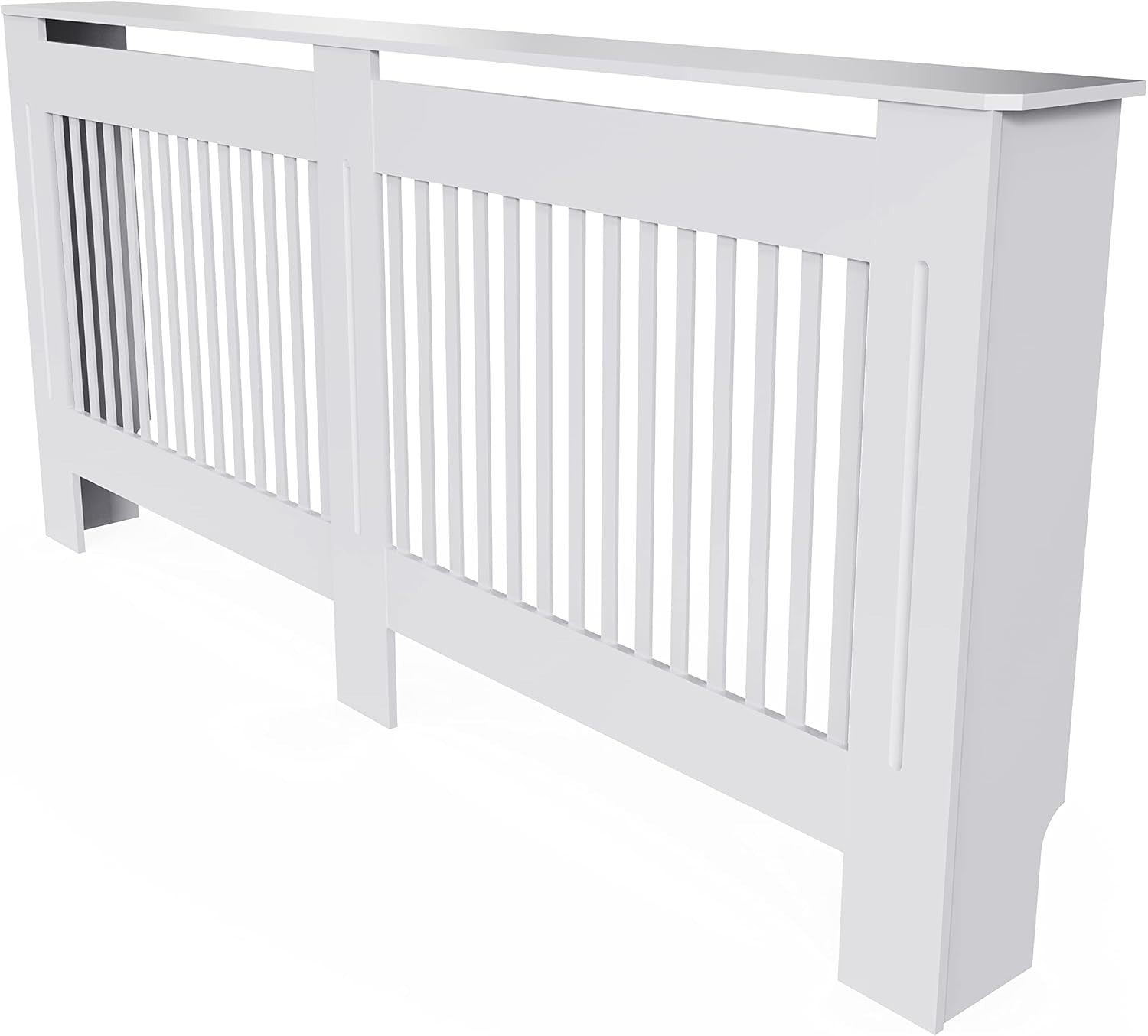 Large White Radiator Cover Cabinet 92cm MDF Vertical Slatted Heater Shelf