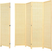 4 Panel Folding Bamboo Room Divider – Natural Privacy Screen for Bedroom