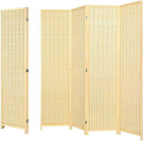 4 Panel Folding Bamboo Room Divider – Natural Privacy Screen for Bedroom