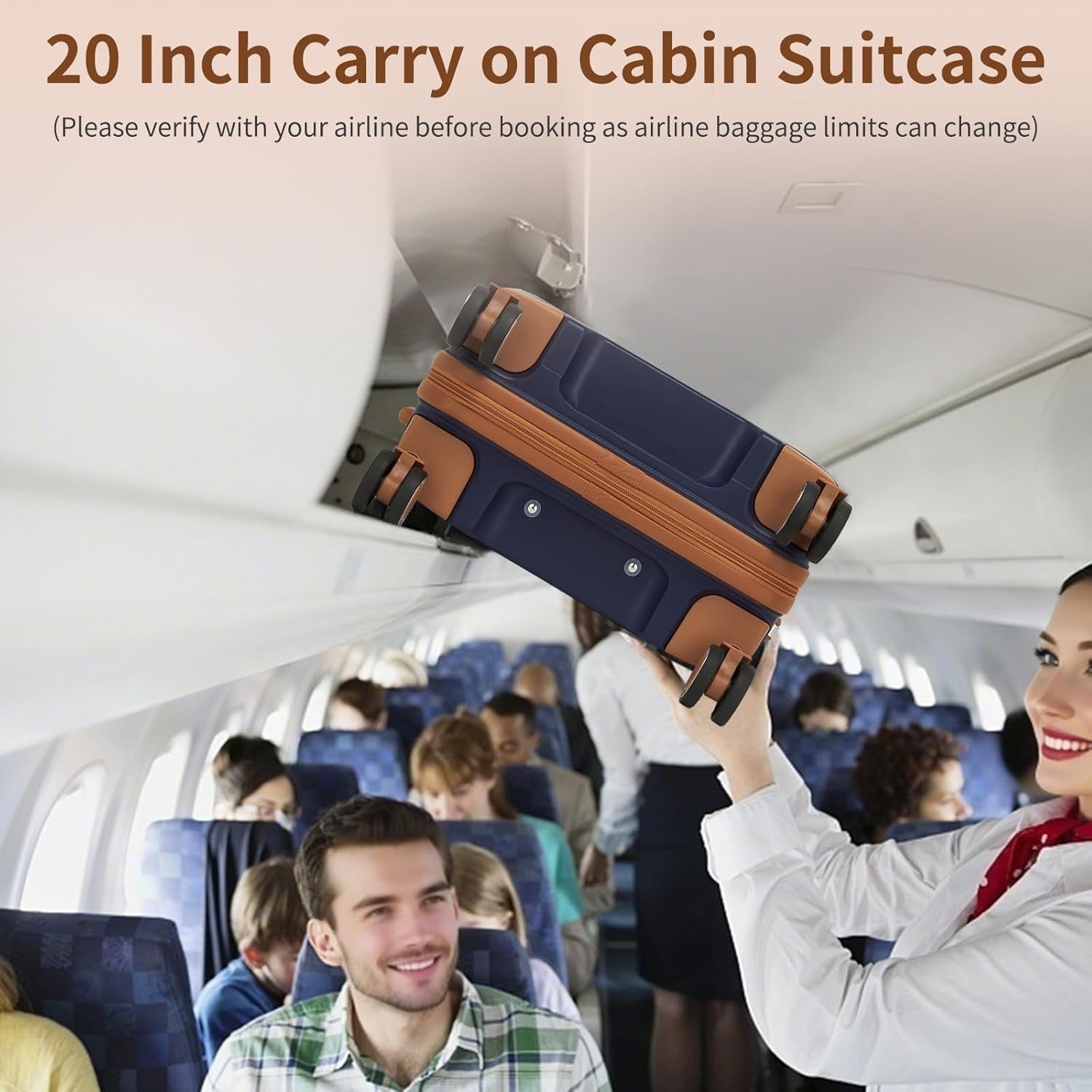 20” Cabin Carry On Suitcase Lightweight PP Hard Shell Spinner Wheels TSA Lock