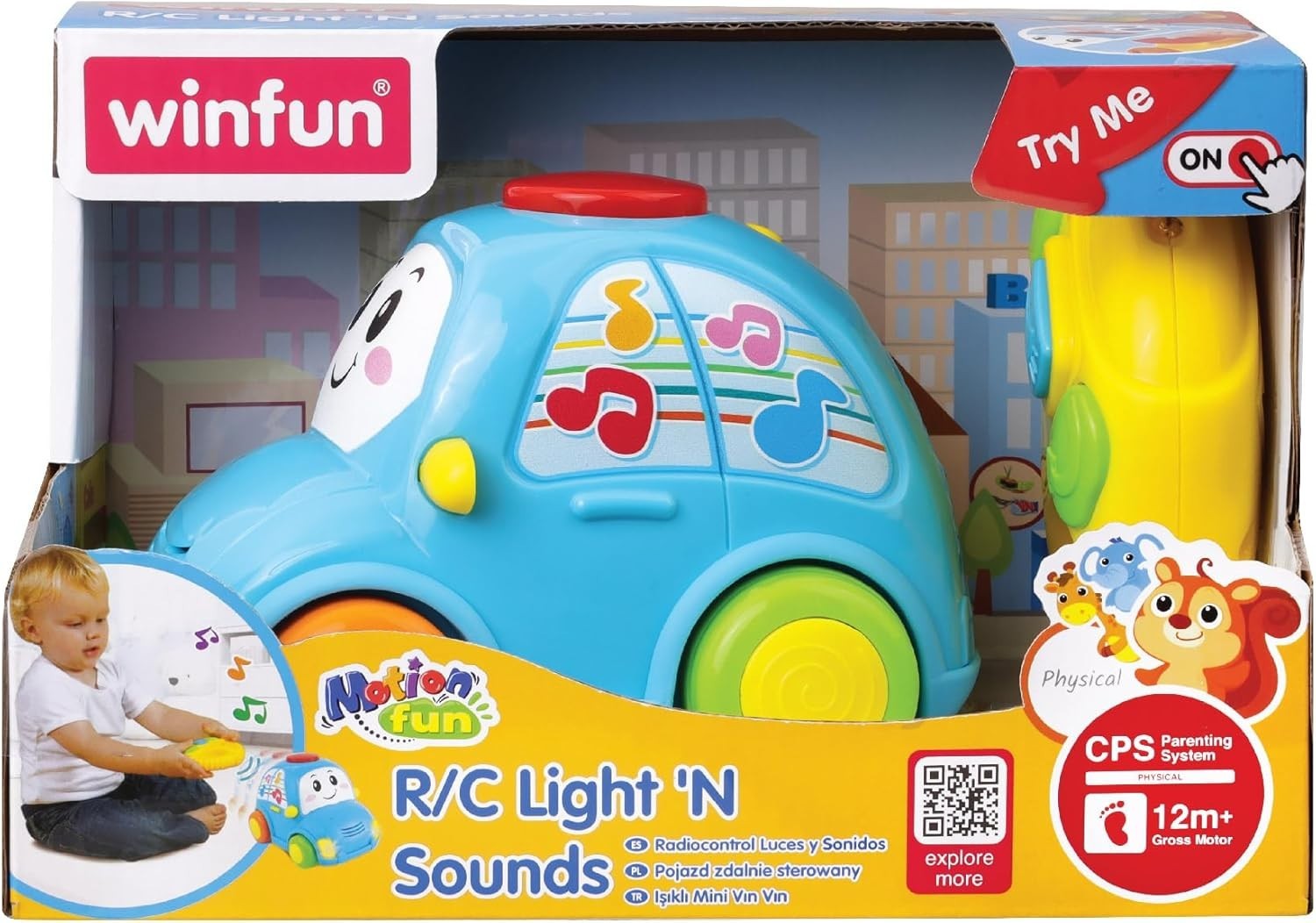 Toddler RC Car with Steering Wheel – Remote Control Toy w/ Sounds & Lights