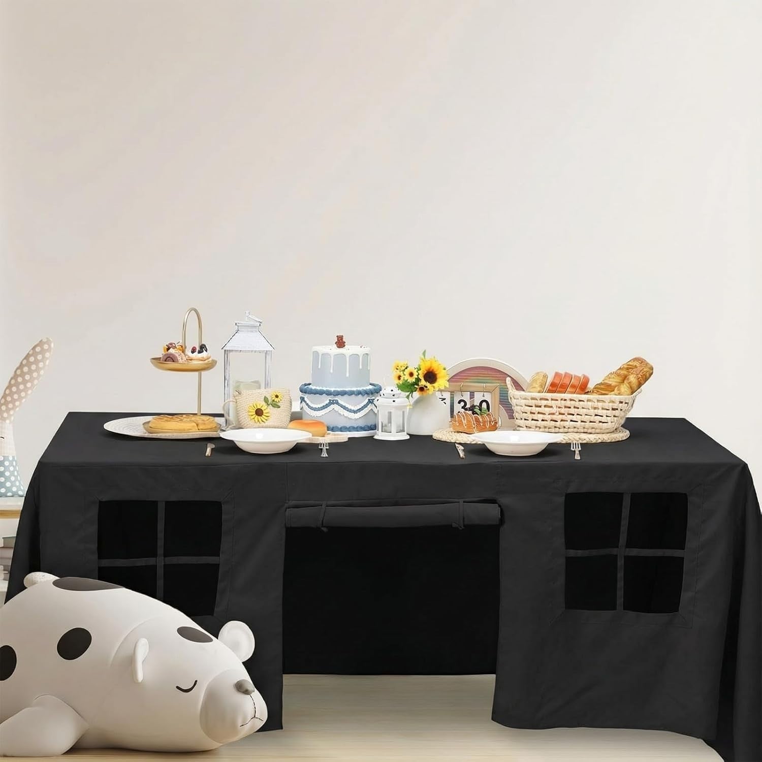 Kids Table Fort Tent Cover Indoor Outdoor Playhouse Dark Style Large