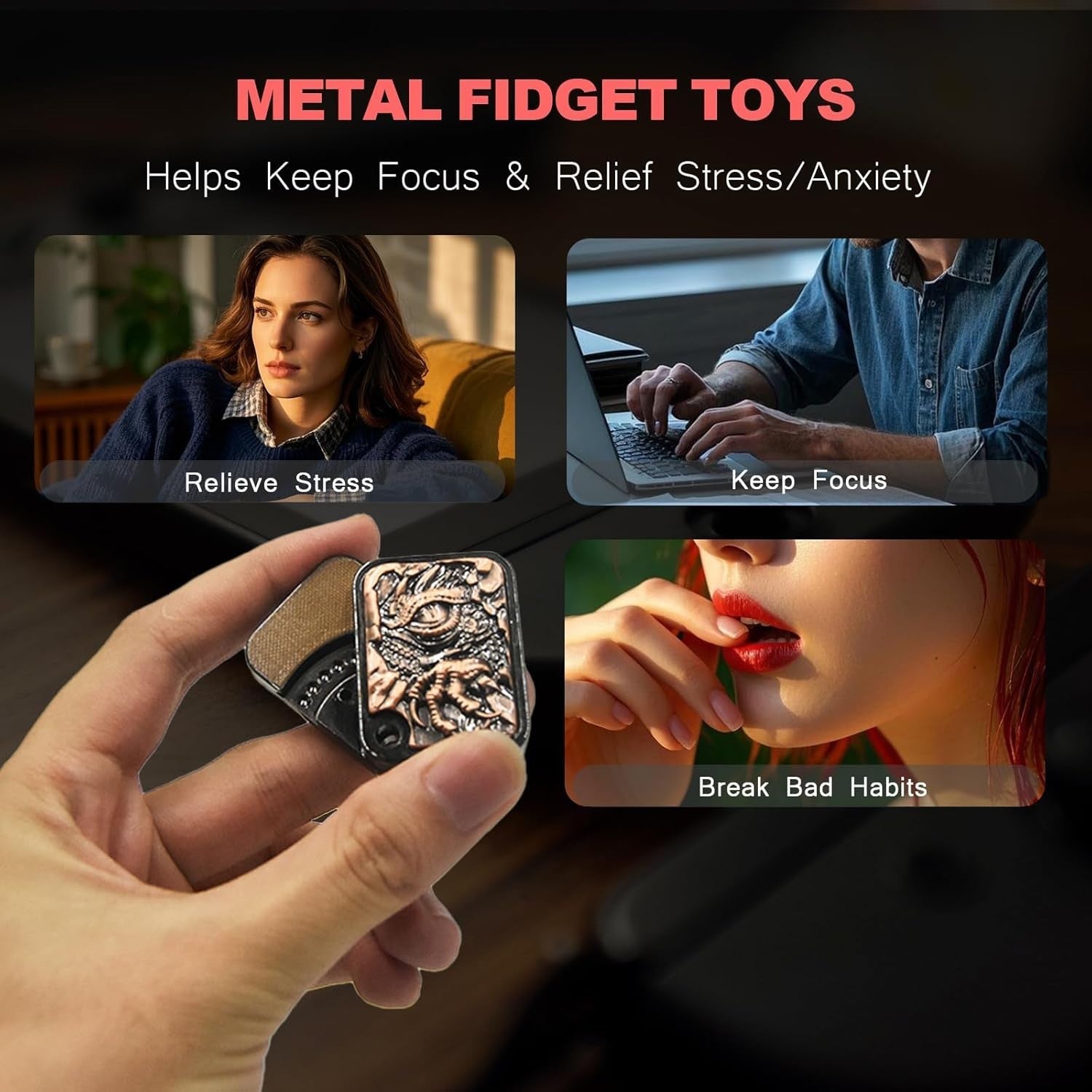 Copper Fidget Slider Metal EDC Stress Relief Executive Desk Toy